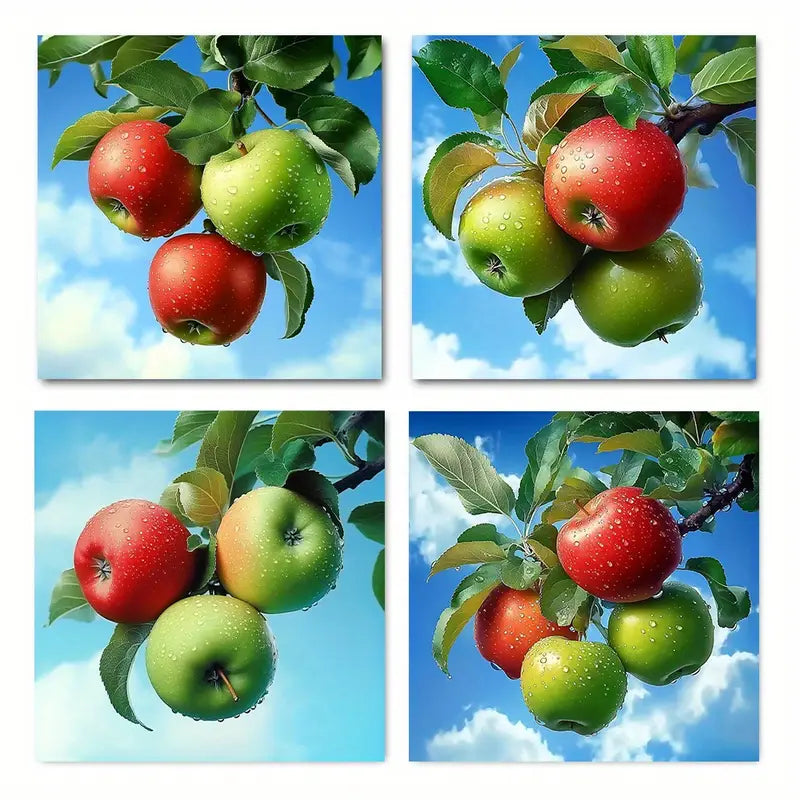 4pcs   Apple Orchard for Living Room JH Wall Art Canvas Framed