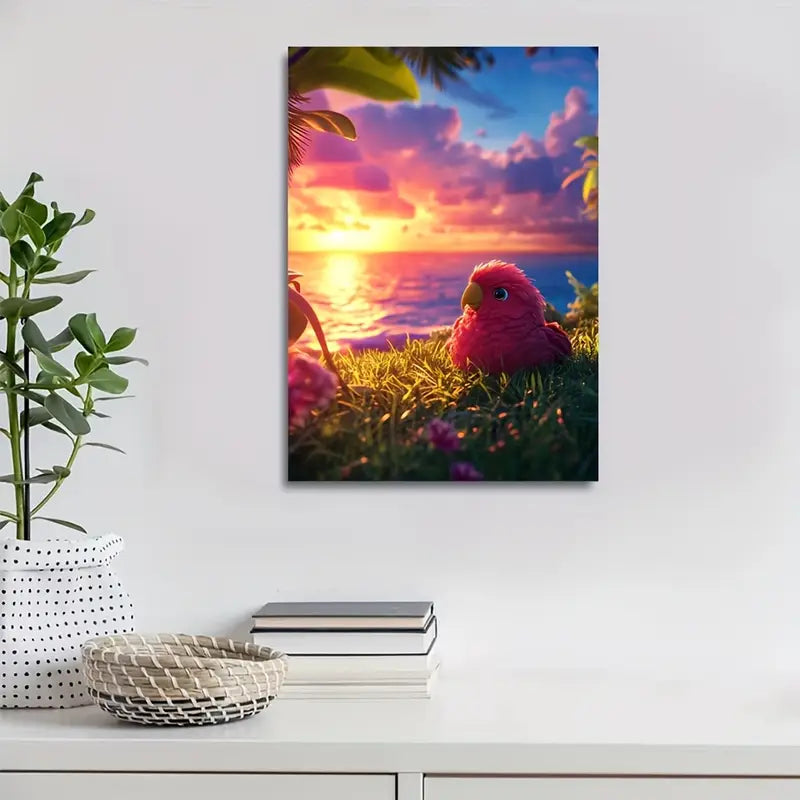 Rolling on Grass Under Glowing Sunset Sky 40x60cm Metal Print Ready to Hang