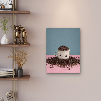 Coffee Cup with Beans Metal Print Ready to Hang