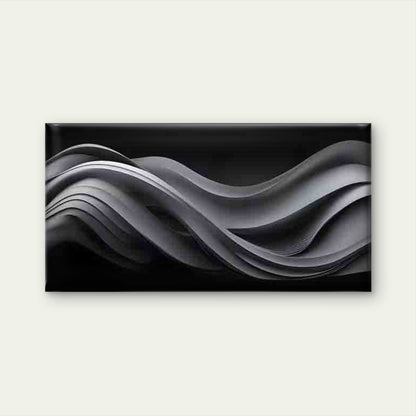 Abstract Wave Forms in Monochrome Wall Art Canvas Office Home Room Framed 120x60cm