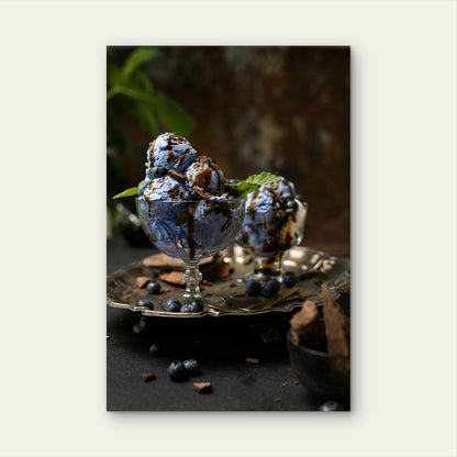 Blueberry Ice Cream Dessert 40x60cm Metal Print Ready to Hang