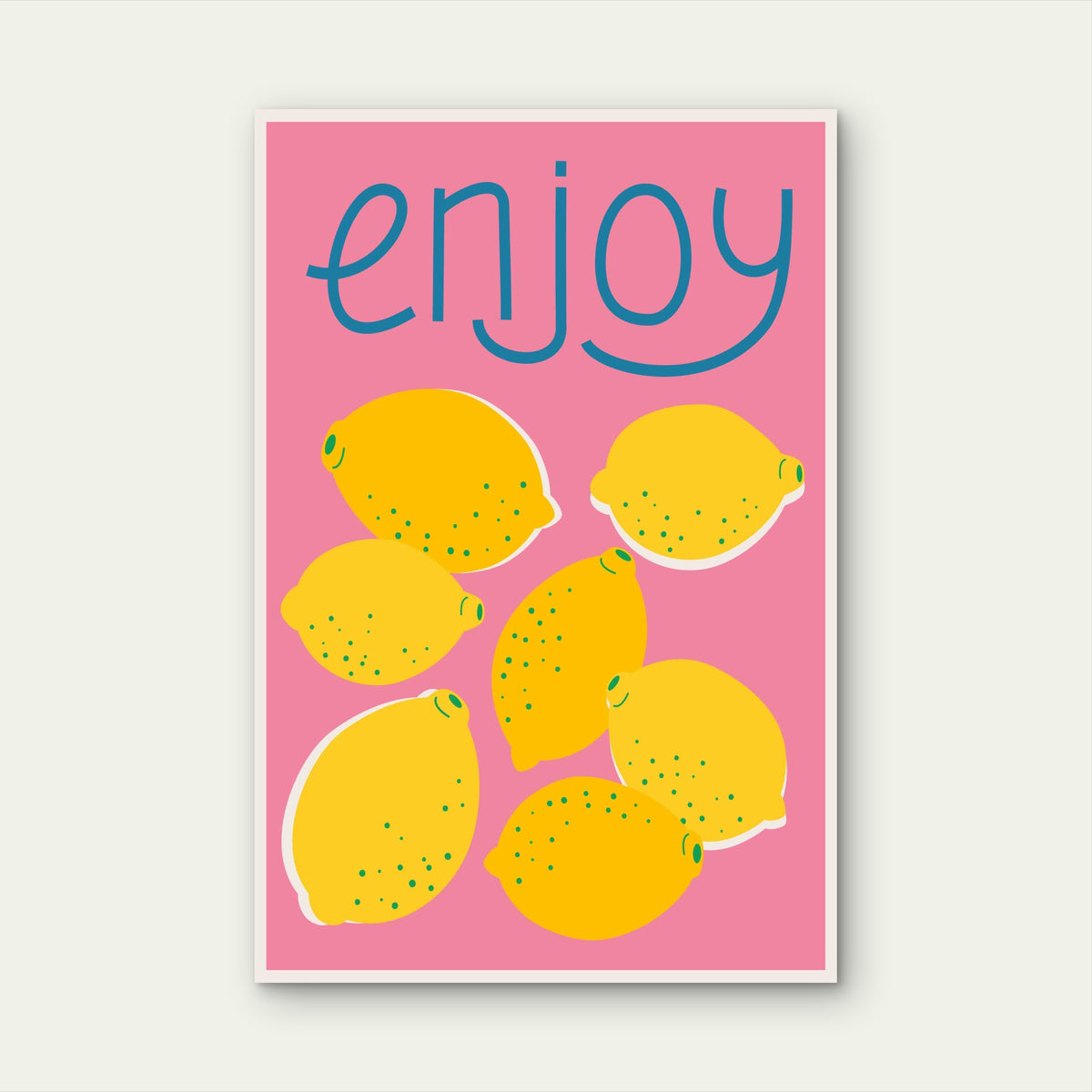 A Bright Summer Print with Lemons 60x90cm Metal Print Ready to Hang
