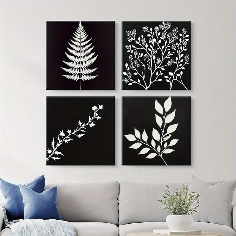 4pcs Minimalist Paintings, Natural Forms  Wall Art Canvas Framed