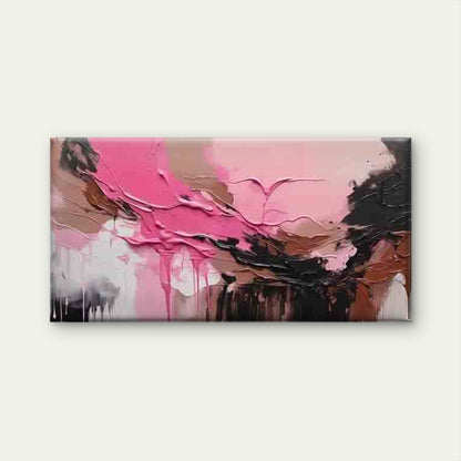 Modern Abstract Pink & Black Wall Art Canvas Office Home Room Framed 120x60cm
