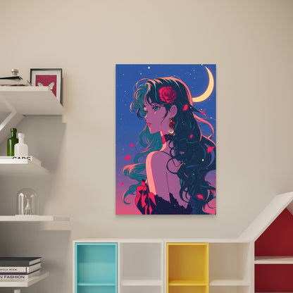 Anime Style Illustration Rose 40x60cm Metal Print Ready to Hang