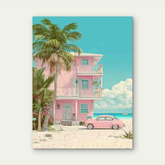Pink Coastal Beach Metal Print Ready to Hang