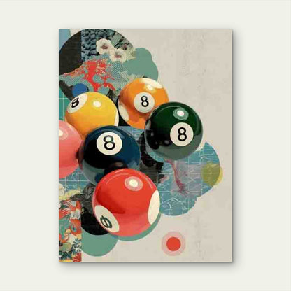 Retro Lucky 8 Ball Pool Ball 60x90cm Metal Print Ready to Hang
