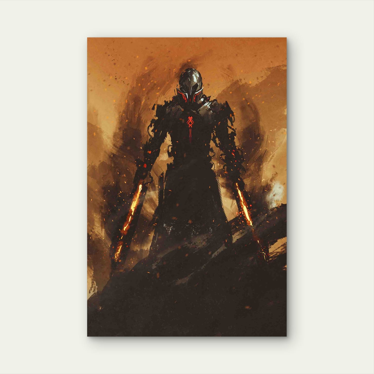 Dark Fiery Warrior 60x90cm Metal Print Ready to Hang