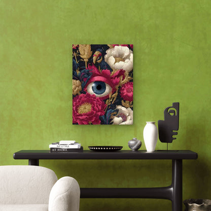 Eyeball Flowers in a Whimsical Gothic Style 60x90cm Metal Print Ready to Hang