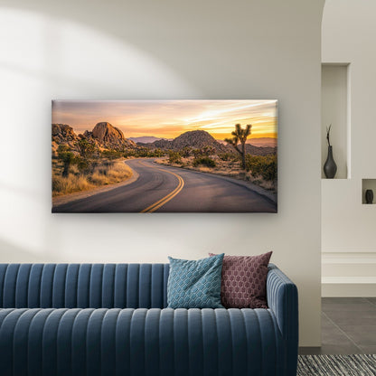 Sunsets On Desert Roads Wall Art Canvas Office Home Room Framed 120x60cm