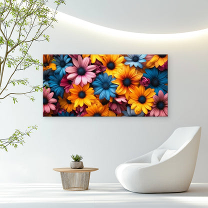 Vibrant Daisies Bloom Wall Art Canvas Office Home Room Framed 120x60cm