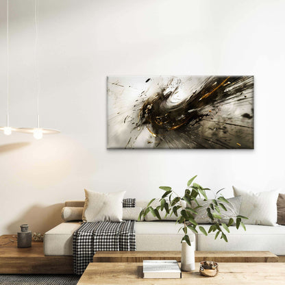 Abstract Harmony In Black Wall Art Canvas Office Home Room Framed 120x60cm