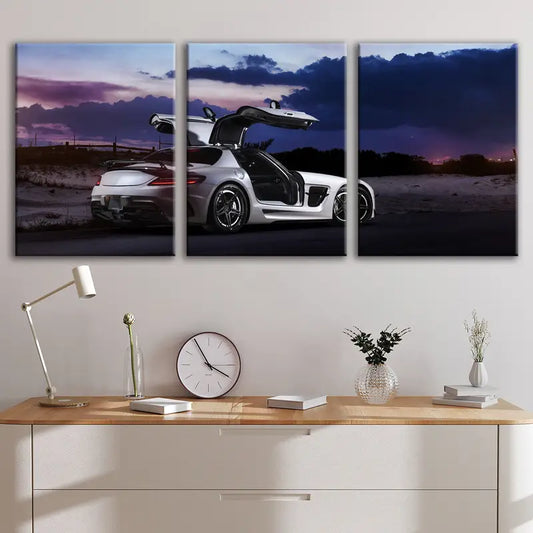 3pcs Performance Supercar Racing Poster Wall Art Set Canvas Framed 60x90cm - High Quality Print 100% Australian Made Wall Canvas Ready to Hang