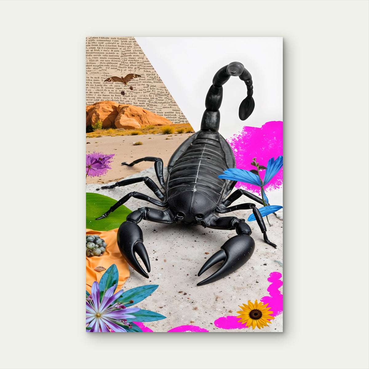 Realistic Black Scorpion Decoration 60x90cm Metal Print Ready to Hang