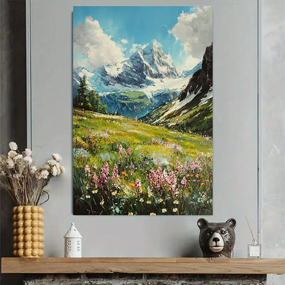 Swiss Alpine Mountain Landscape Art Poster 40x60cm Metal Print Ready to Hang