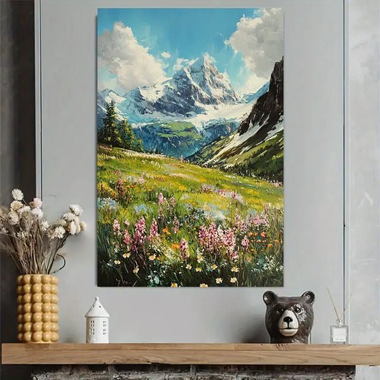 Swiss Alpine Mountain Landscape Art Poster 40x60cm Metal Print Ready to Hang