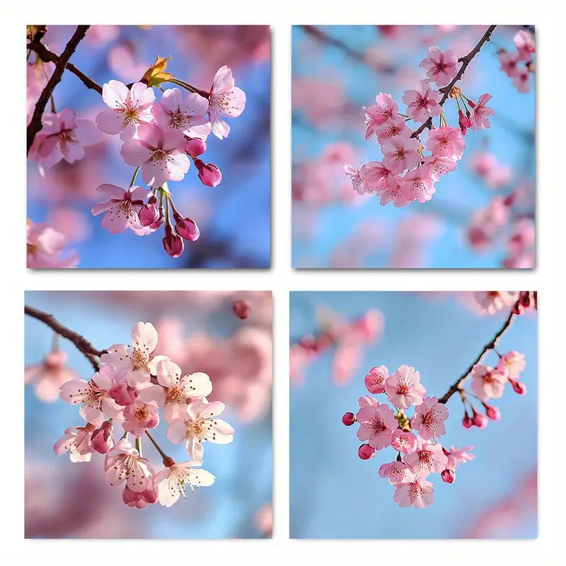 4pcs  Cherry Blossom & Blue Sky Print CB    Wall Art Canvas Framed