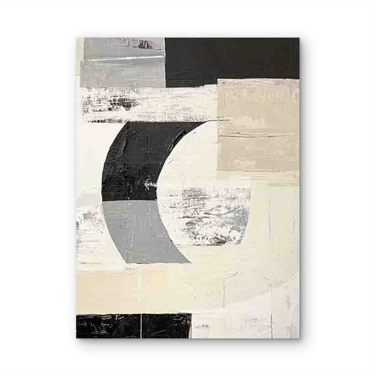 Minimalist Black & White Abstract 60x90cm Metal Print Ready to Hang - Bella Home Decor