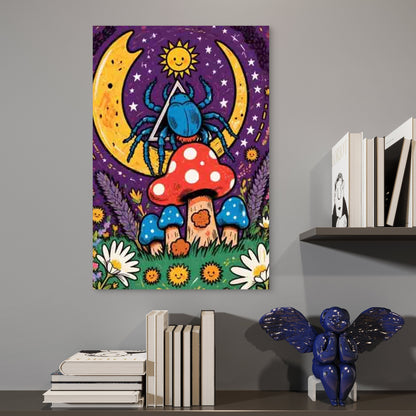 Spider-Mushroom Abstract Metal Print Ready to Hang