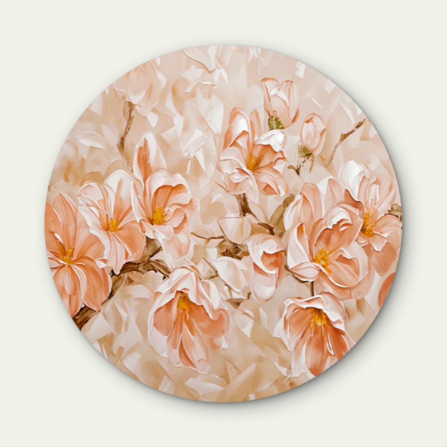 Orange Flower Branch Painting Acrylic Glass Rounded Print Tempered Glass Wall Art 100% Made in Australia Ready to Hang