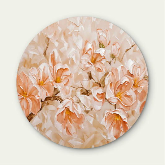 Orange Flower Branch Painting Acrylic Glass Rounded Print Tempered Glass Wall Art 100% Made in Australia Ready to Hang