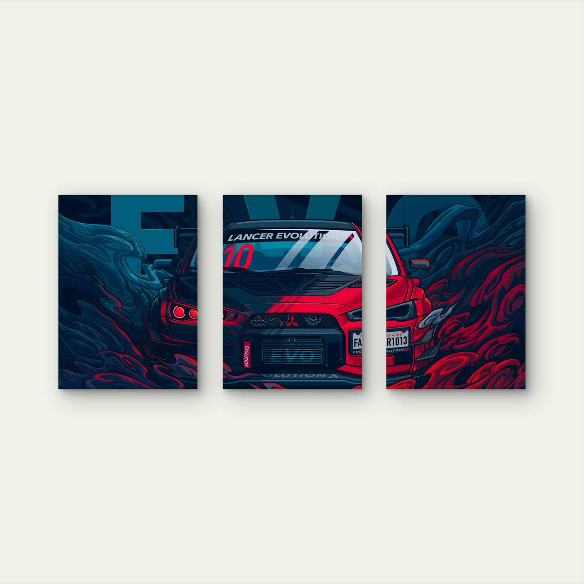 3pcs Moody Ruby Obsidian JDM Circuit Graphic Metal Print Ready to Hang Art