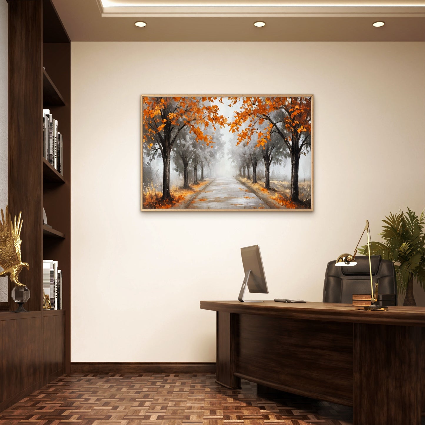 Black And White Autumn Tree Path Way Wall Art Decor 100% Australian Made