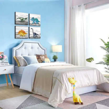 4pcs Dinosaur  Kids Room Nursery  Wall Art Canvas Framed