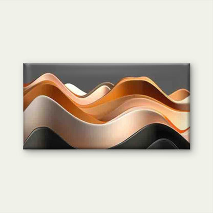 Abstract Wave Forms in Warm Wall Art Canvas Office Home Room Framed 120x60cm