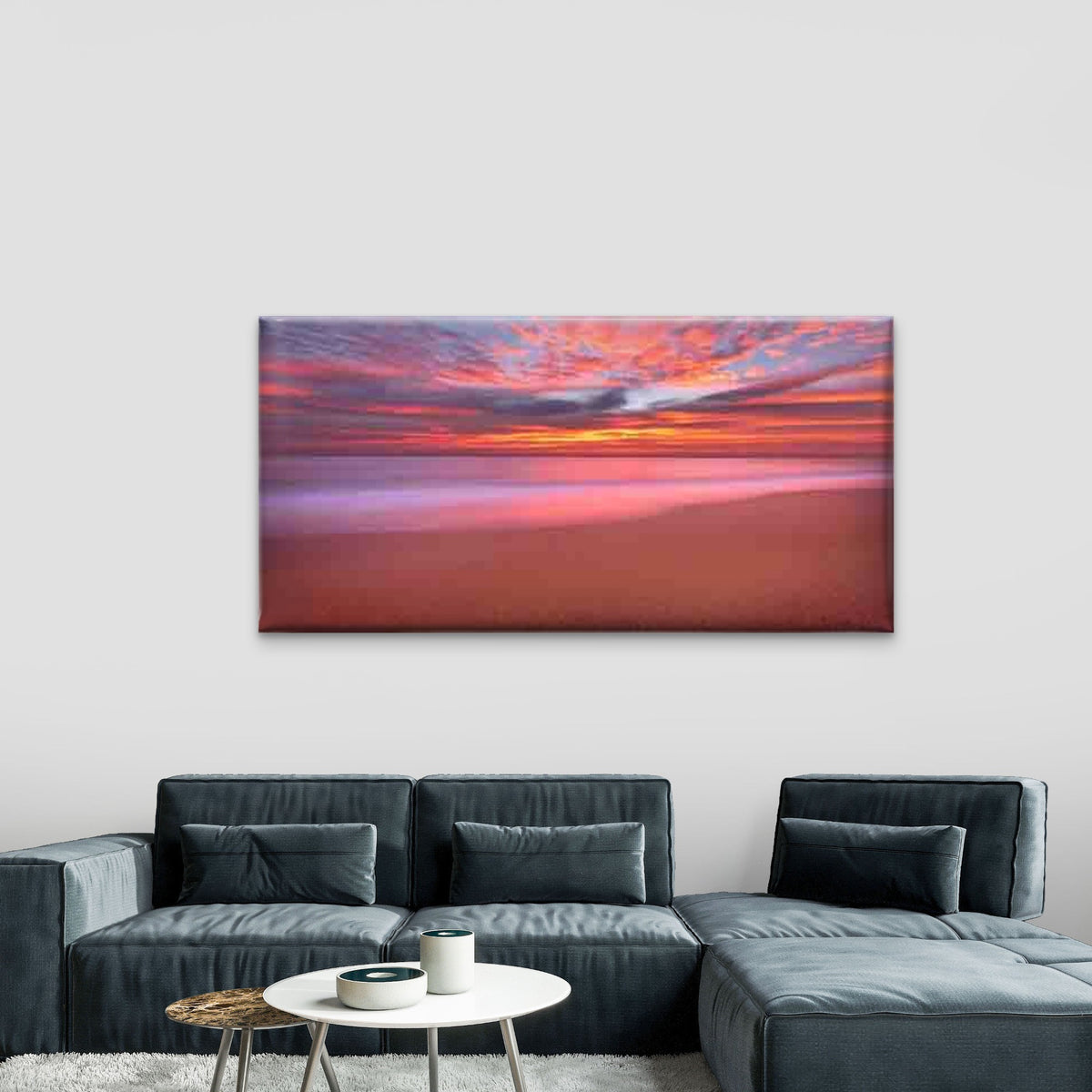 Modern Beach Ocean Horizon Wall Art Canvas Office Home Room Framed 120x60cm