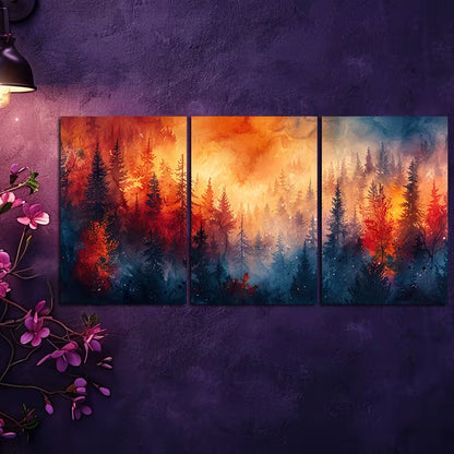 3pcs Sunset Landscape with Snow-Capped Mountains Hues Wall Art Set Canvas Framed 60x90cm - High Quality Print 100% Australian Made Wall Canvas Ready to Hang