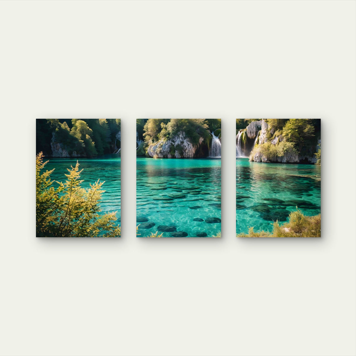 3pcs Turquoise Water Plitvice Lakes Metal Print Ready to Hang Art