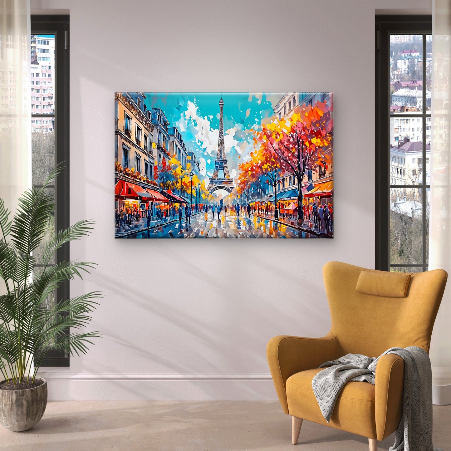 Eiffel Paris Street Painting Wall Art Decor 100% Australian Made