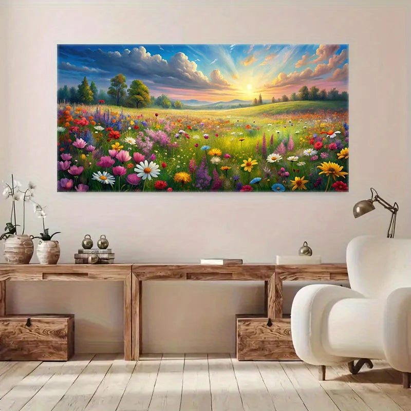 Sunlit Sky & Clouds Wall Art wall canvas office home room framed 120x60cm - Bella Home Decor