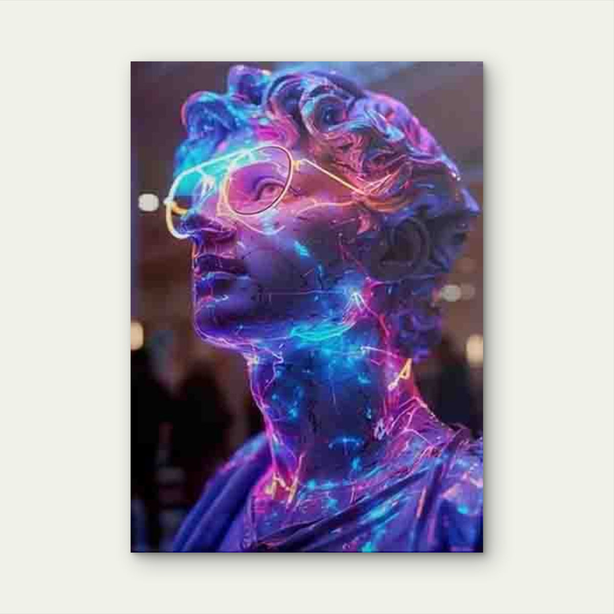 Classical Sculpture with Glasses 60x90cm Metal Print Ready to Hang