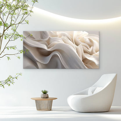 Flowing White Silk Fabric Wall Art Canvas Office Home Room Framed 120x60cm