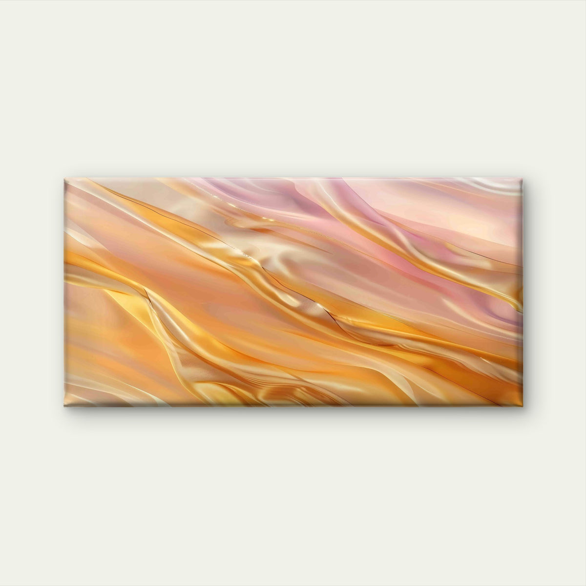 Peach Metallic Satin Ripple Wall Art Canvas Office Home Room Framed 120x60cm