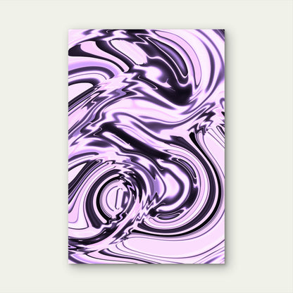 Abstract Purple and Black Metallic Swirls 40x60cm Metal Print Ready to Hang