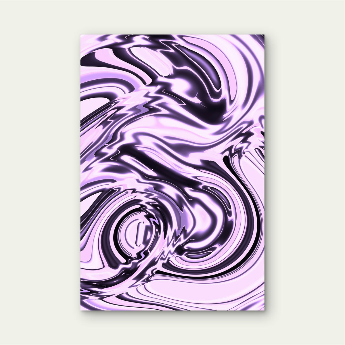 Abstract Purple and Black Metallic Swirls 60x90cm Metal Print Ready to Hang