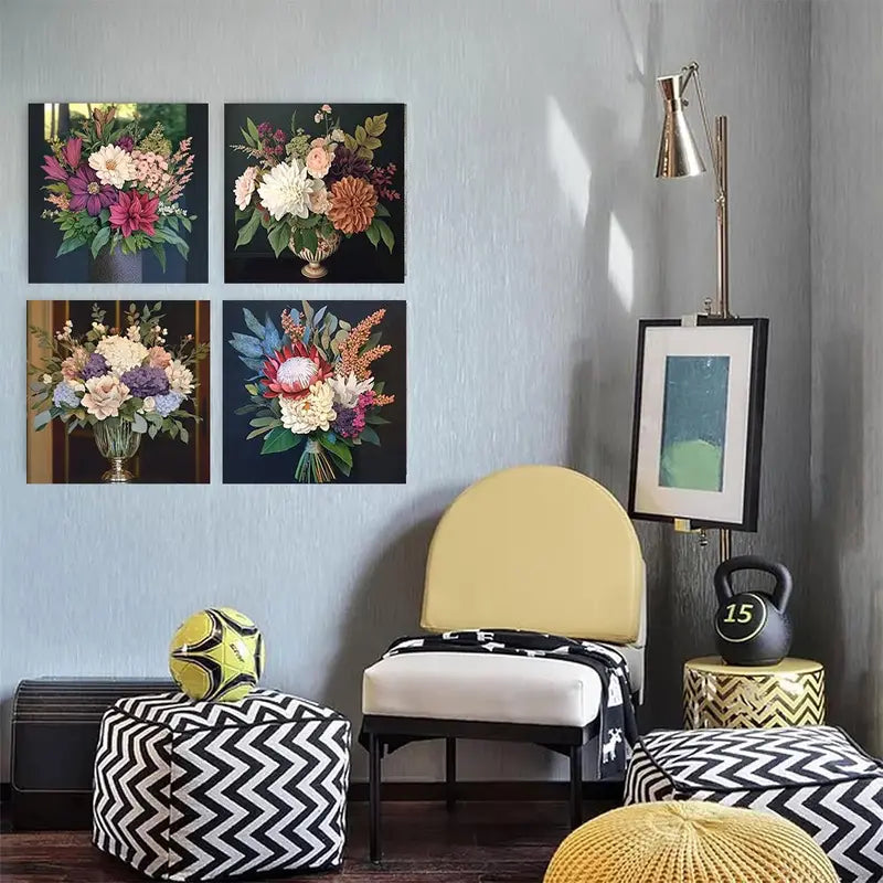 4pcs  Vibrant Colors, High-Quality Texture Wall Art Canvas Framed