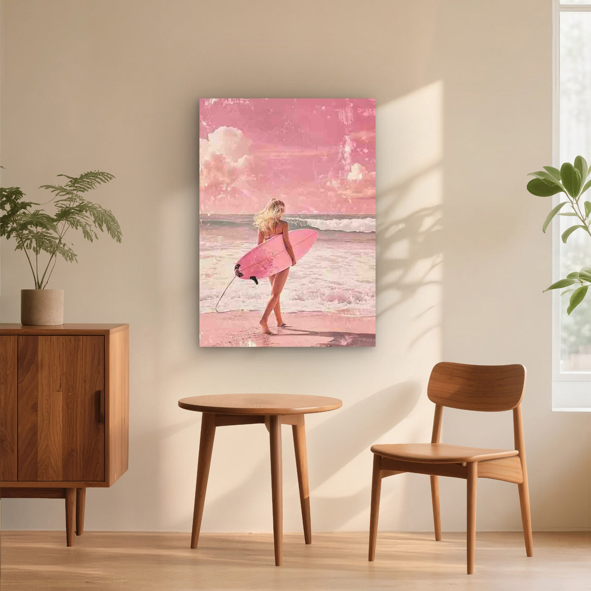 Blonde Woman Standing On The Beach 40x60cm Metal Print Ready to Hang