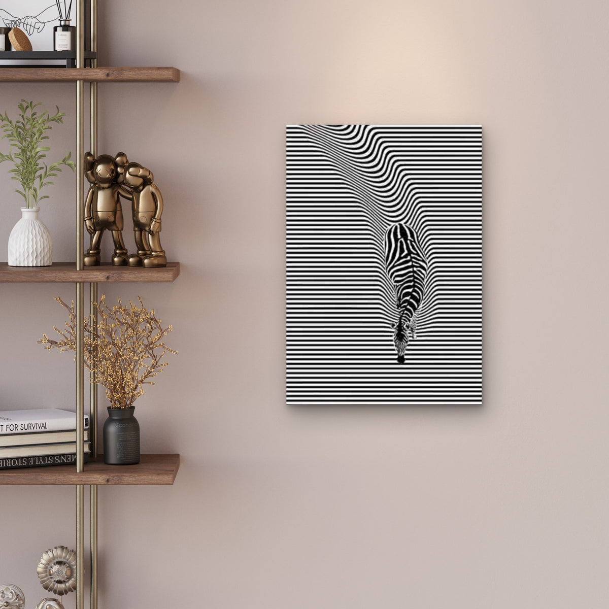 Zebra Optical Illusion Metal Print Ready to Hang