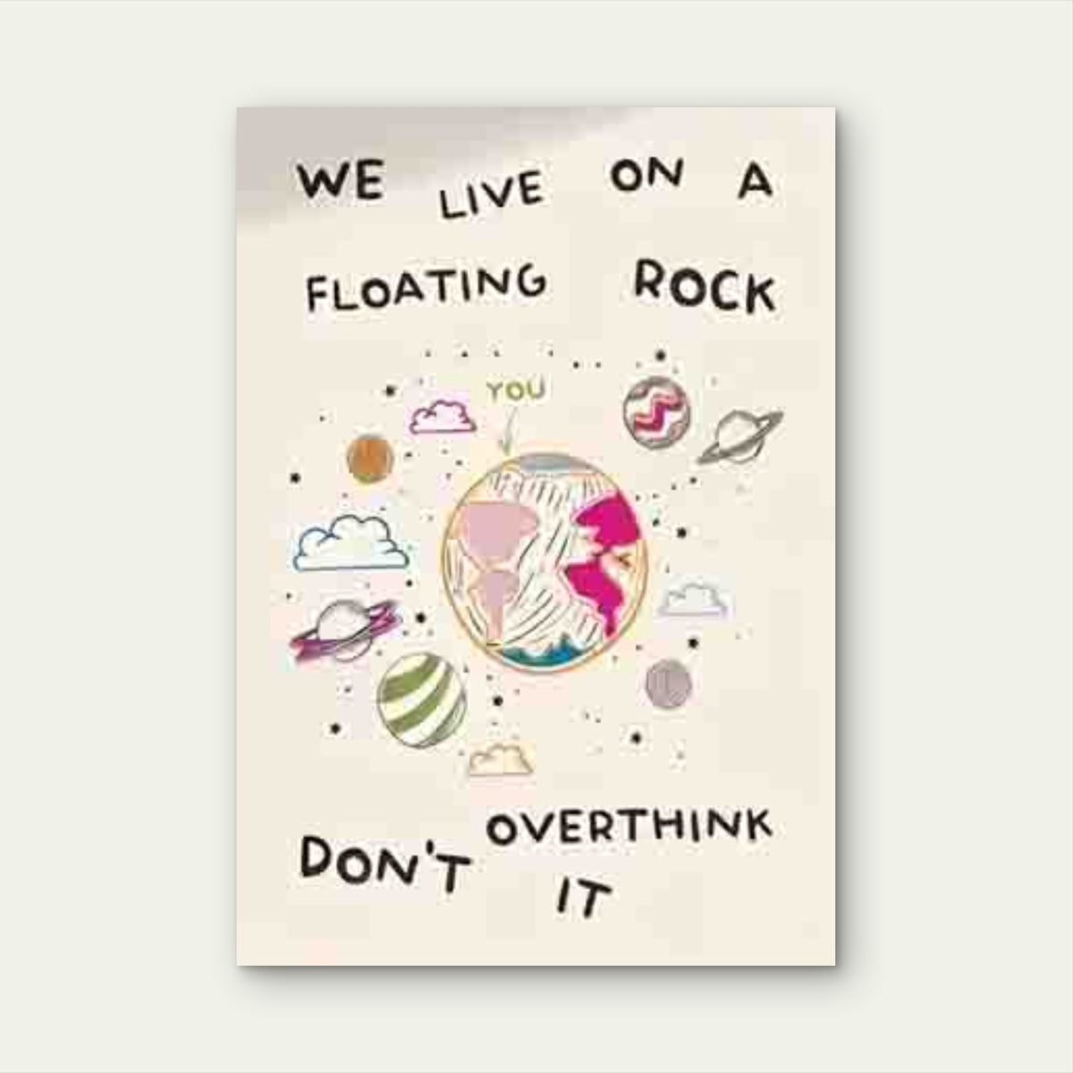 Floating Rock Earth Design, a Cosmic-Themed 60x90cm Metal Print Ready to Hang