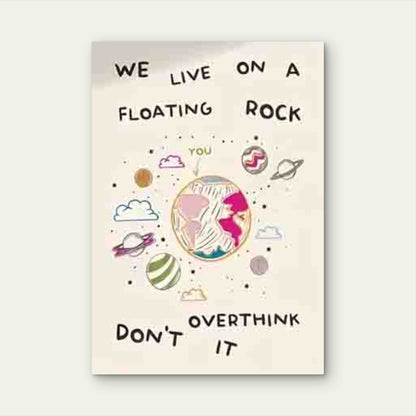 Floating Rock Earth Design, a Cosmic-Themed 60x90cm Metal Print Ready to Hang