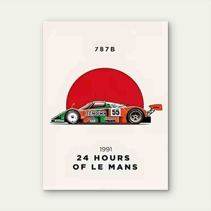 Red and Green Modern Racing Art Metal Print Ready to Hang
