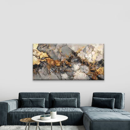 Dark Marble & Gold Abstract Wall Art Canvas Office Home Room Framed 120x60cm