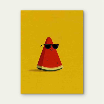 Watermelon Slice in a Modern Retro Style 60x90cm Metal Print Ready to Hang