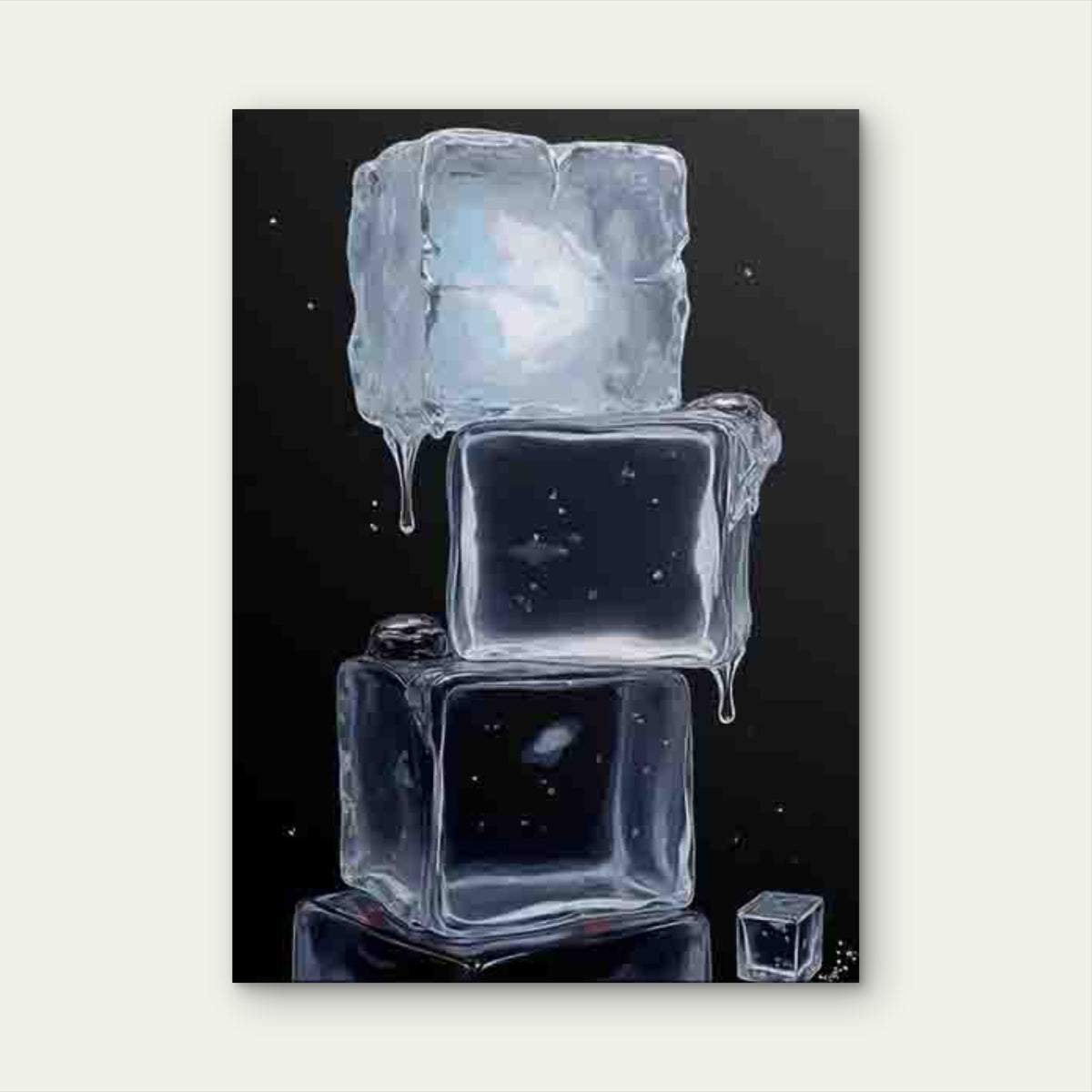 Stacked Ice Cubes with Dripping Water Metal Print Ready to Hang