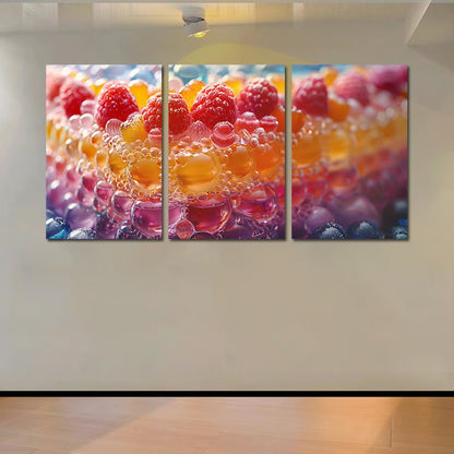 3pcs Colorful Cake with Berries Wall Art Set Canvas Framed 60x90cm - High Quality Print 100% Australian Made Wall Canvas Ready to Hang
