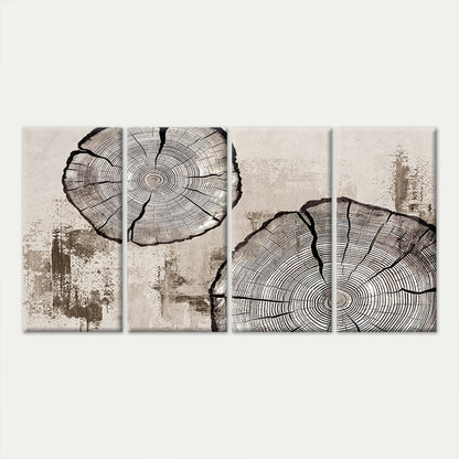 4pcs Vintage Tree Annual Ring Wood Slice Art Wall Art Canvas Framed 45x80cm - High Quality Print 100% Australian Made Wall Canvas Ready to Hang